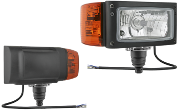 Headlamp, H4 type, with bottom mounting and cable - right