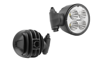 LED work lamp with built-in Deutsch DT04-2P connector and swivel mount