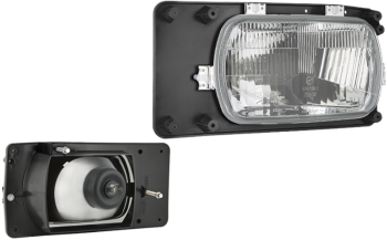 Headlamp, H4 type - left, with manual levelling unit (lights: passing, driving)