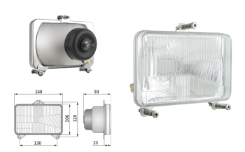 Headlamp insert, H4 type, hole pattern 130x120 (lights: passing, driving, position) Headlamp insert, H4 type, hole pattern 130x120 (lights: passing, driving, position)
