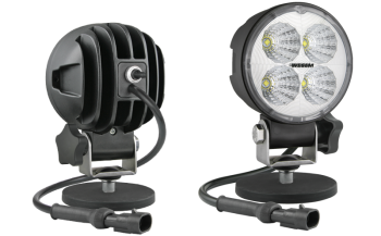 LED work lamp with magnetic holder, cable, AMP SuperSeal connector and switch