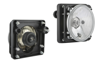 Headlamp Ø150, H4/R2 type with manual levelling unit (lights: passing, driving, position)
