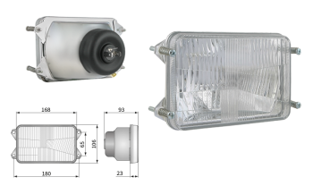 Headlamp insert, H4 type, hole pattern 180x65 (lights: passing, driving, position)