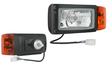 Headlamp, H4 type, with rear mounting, cable and AMP connector - left