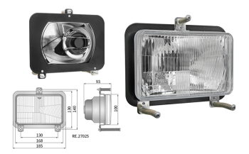 Headlamp, H4 type, hole pattern 130x140 (lights: passing, driving)