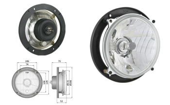 Headlamp Ø139, H4/R2 type, hole pattern 106x106 (lights: passing, driving)