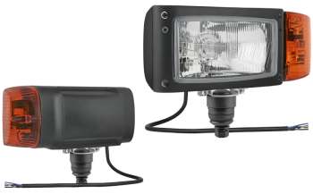 Headlamp, H4 type, with bottom mounting and cable - left