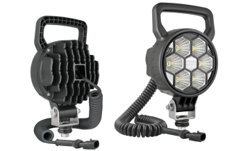 LED work lamp with spiral cable and AMP SuperSeal connector