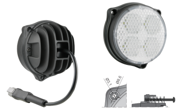 LED work lamp with cable and Deutsch DT04-2P connector (3 screw version)