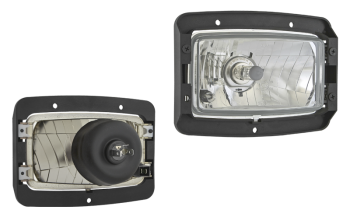 Headlamp, H4 type with mounting plate (lights: passing, driving, parking)