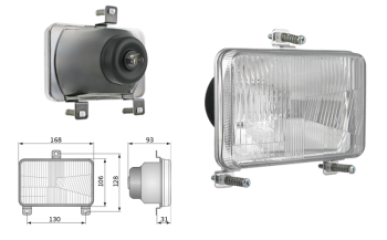 Headlamp insert, H4 type, hole pattern 130x128 (lights: passing, driving)