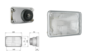 Headlamp insert, H4 type, hole pattern 143x72 (lights: passing, driving)