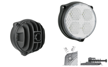 LED work lamp with built-in Deutsch DT04-2P connector (3 screw version)