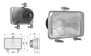 Headlamp insert, H4 type, hole pattern 100x140 (lights: passing, driving) Headlamp insert, H4 type, hole pattern 100x140 (lights: passing, driving)