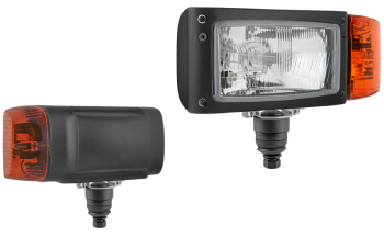 Headlamp, H4 type, with bottom mounting and built-in DT04-6P connector - left